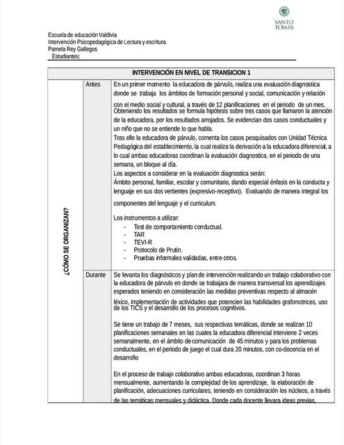 Intervención parvulo diferencial