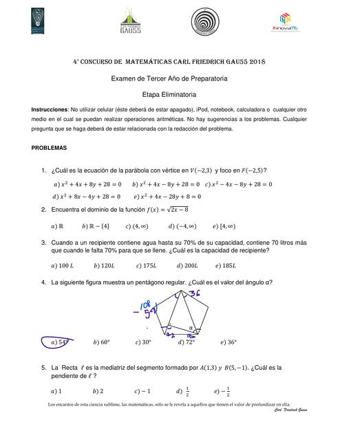 Examen Estatal GAU55 Tercero de Preparatoria