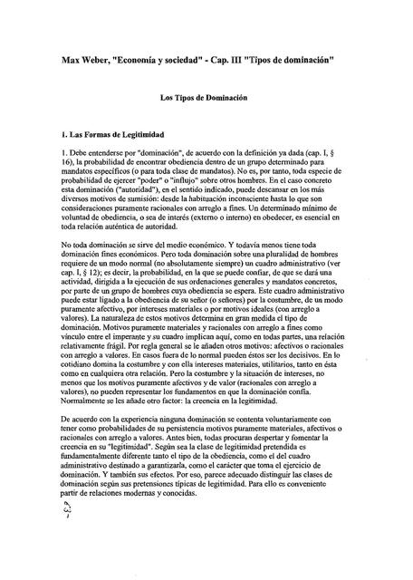 Los tipos de dominación Filosofía y pensamiento uDocz