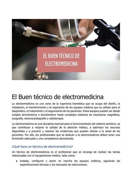 El Buen Técnico de Electromedicina