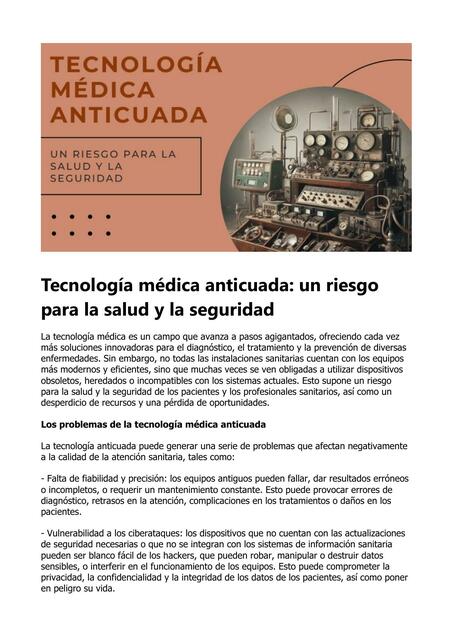 Tecnología médica anticuada