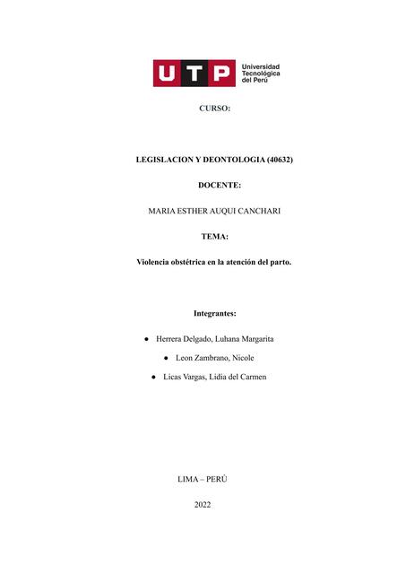 Violencia obstétrica en la atención del parto. 
