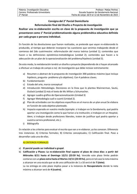 Parcial Reformulación del diseño de investigación 