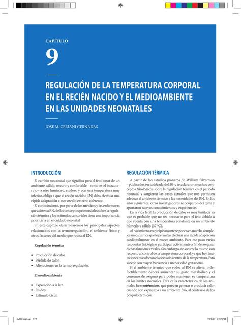 Regulación de la temperatura corporal en el recién nacido y el medioambiente en las unidades neonatales