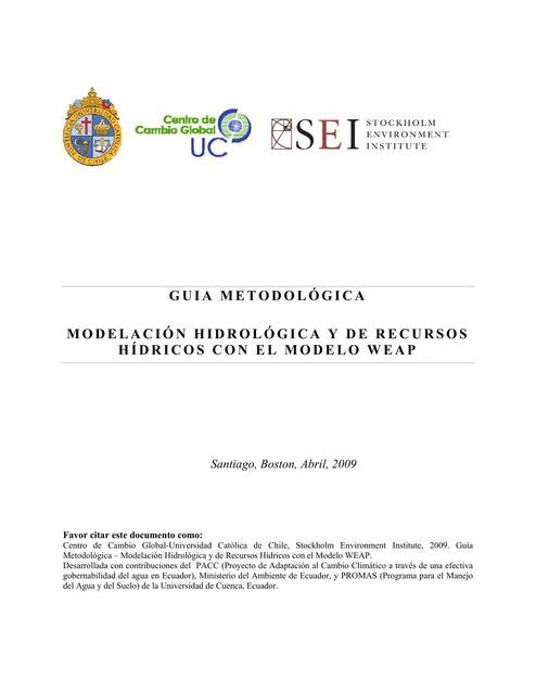 Modelación Hidrológica y de Recursos Hídricos con el Modelo WEAP 