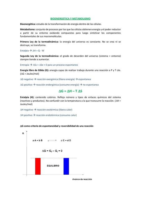 BIOENERGETICA Y METABOLISMO