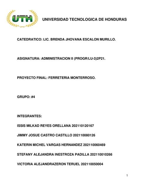 Proyecto Final: Ferretería Monterroso 