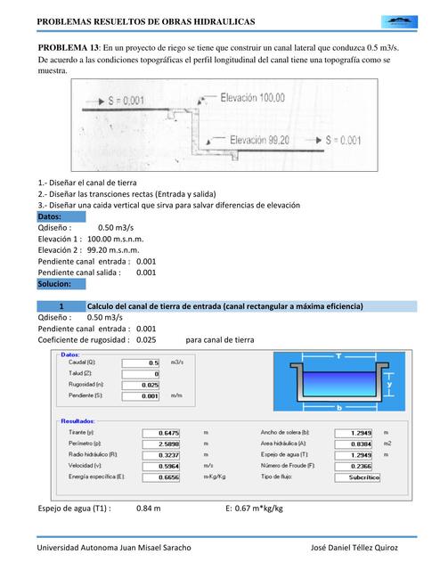 CALCULO DE CAIDA VERTICAL-PROBLEMA 13 CAIDAS