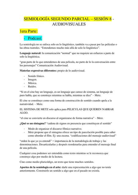 Semiología segundo parcial-sesión 8- audiovisuales 