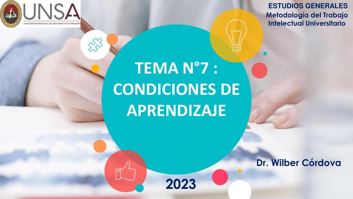 Tema N°7: Condiciones de aprendizaje  