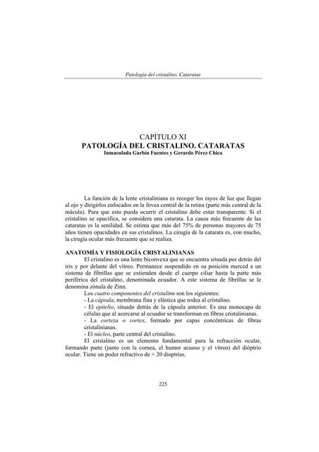 Patología del cristalino y cataratas 