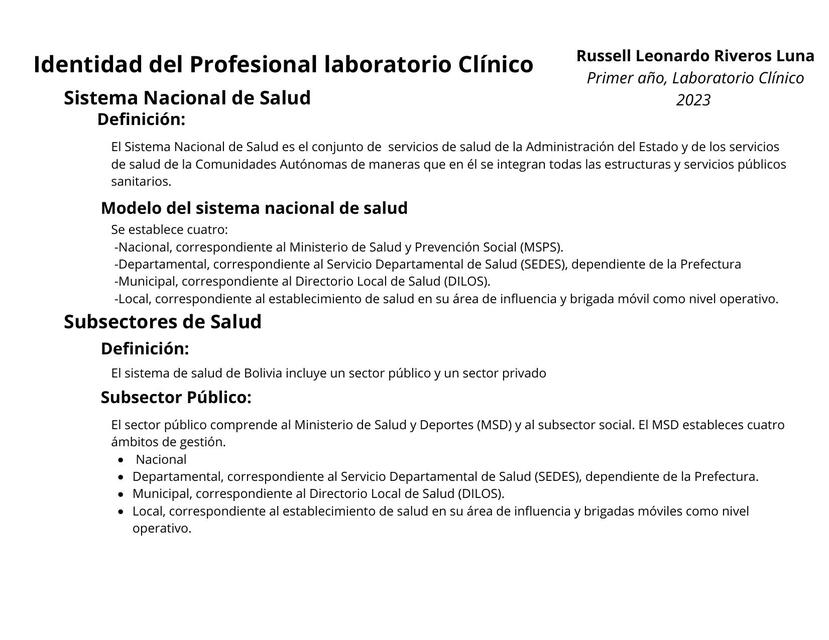 Identidad del profesional en Laboratorio Clínico