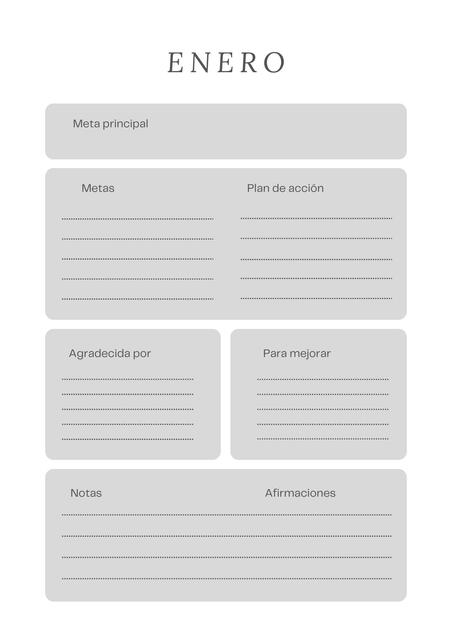 Planner Personal de metas mensuales sencillo y sobrio | Jazmine ...