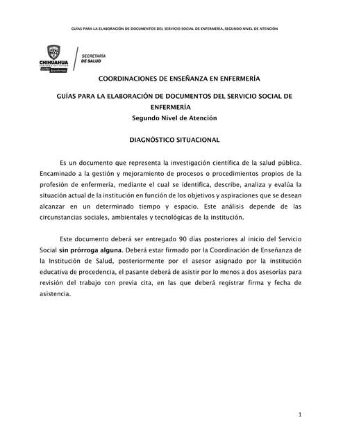 Guía para la elaboración de documentos del servicio social de enfermería