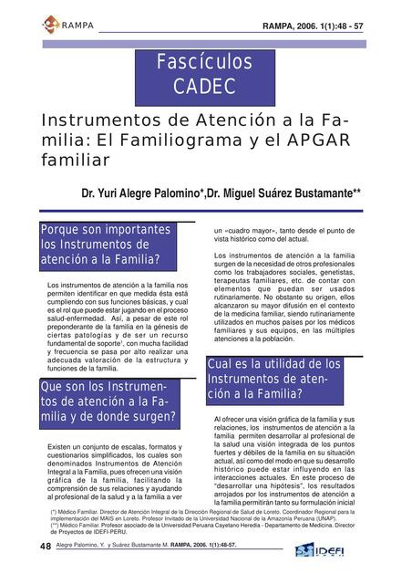 Instrumentos de Atención a la Familia: El Familio grama y el APGAR familiar