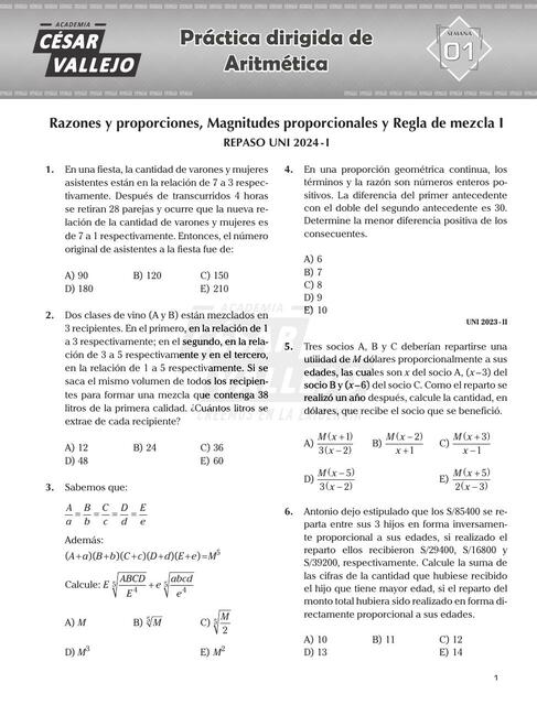 Razones y proporciones, Magnitudes proporcionales y Regla de mezcla 