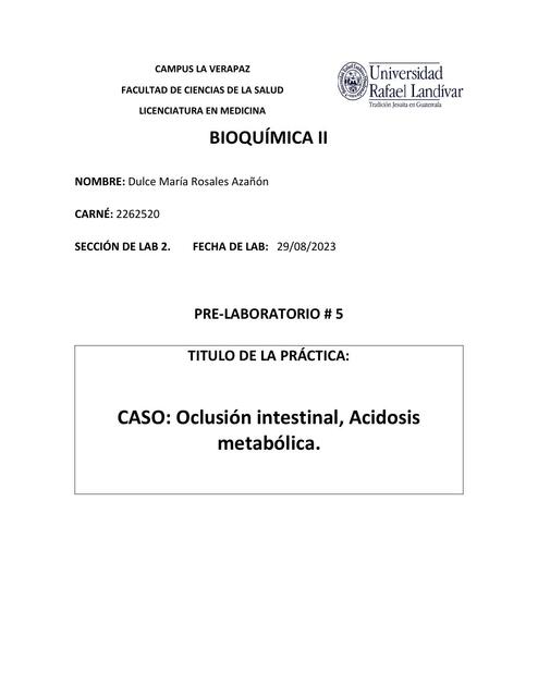 Oclusión intestinal, acidosis metabólica