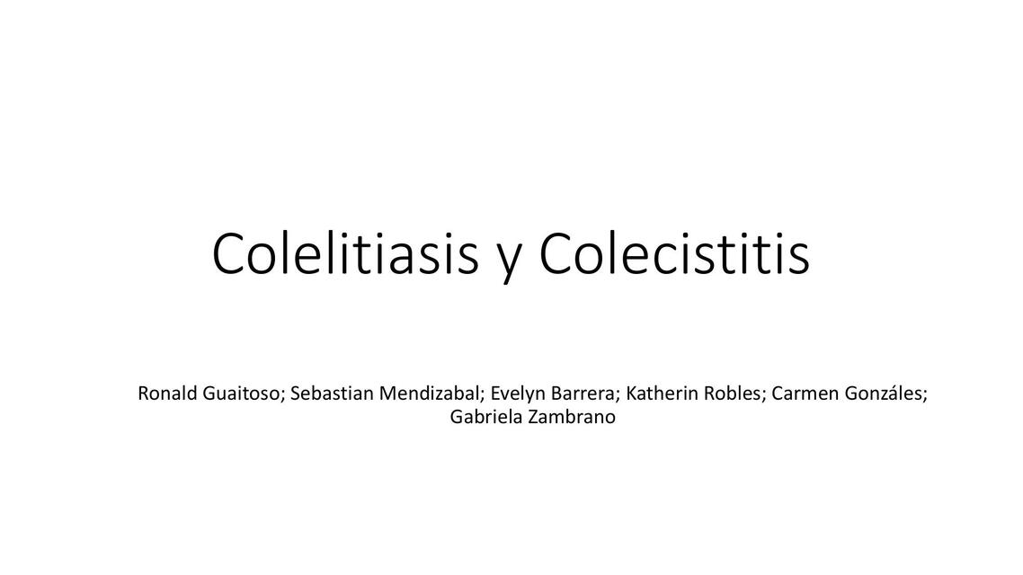 Colelitiasis y colecistitis