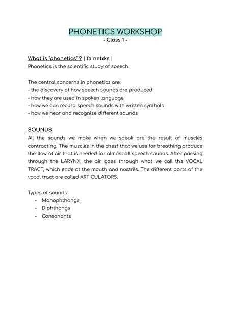 Phonetics Workshop | B.M | uDocz