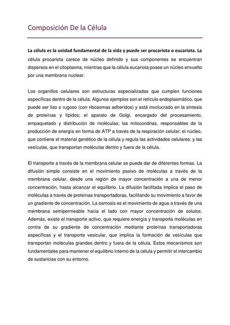 Composición De la Celula