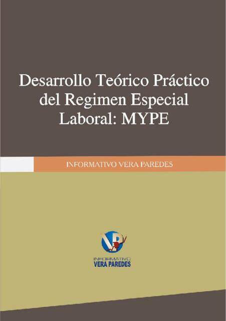 Desarrollo teórico practico del régimen especial laboral MYPE