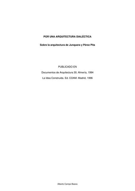 Por una arquitectura dialéctica Pérez Pita y Junquera y Pérez Pita 