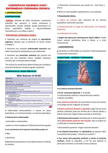 Cardiopatía isquemica enfermedad coronaria cronica