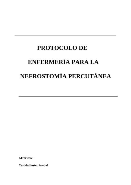 Protocolo de  enfermería para la nefrostomía percutánea 