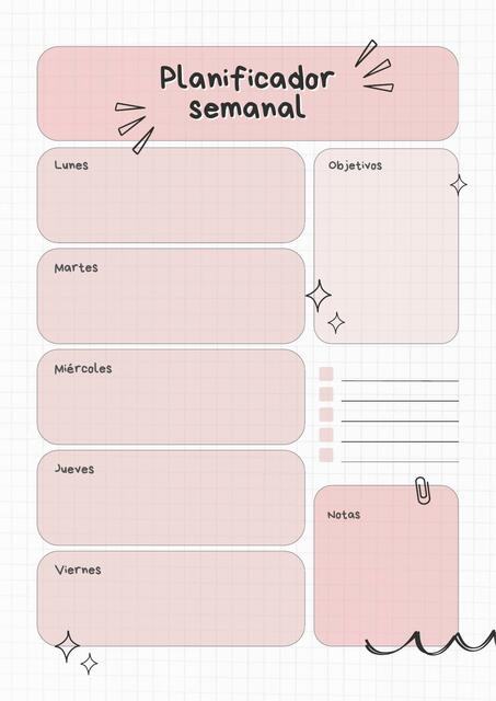 Agenda planificador semanal minimalista rosa