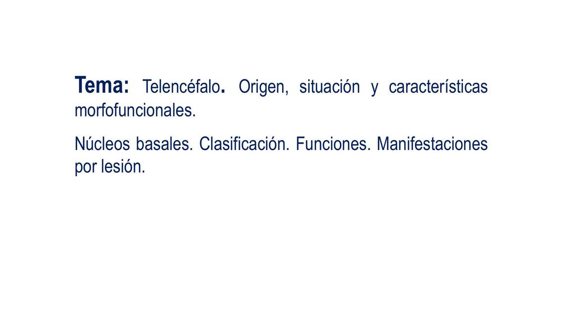 Telencéfalo, Origen, Situación y Características Morfofuncionales 