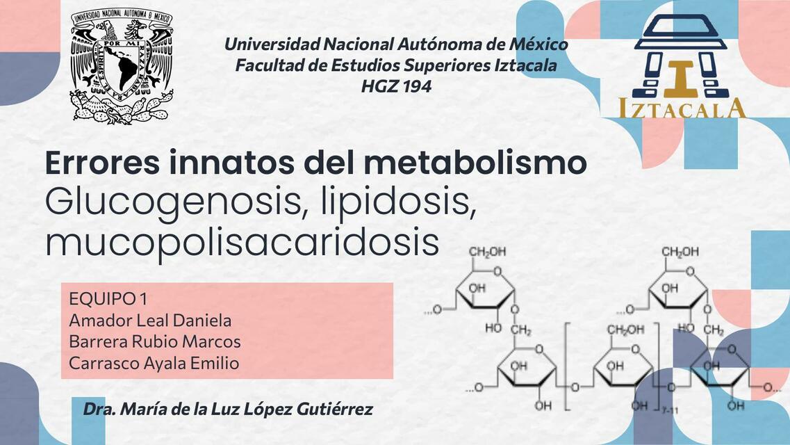 Errores Innatos del Metabolismo