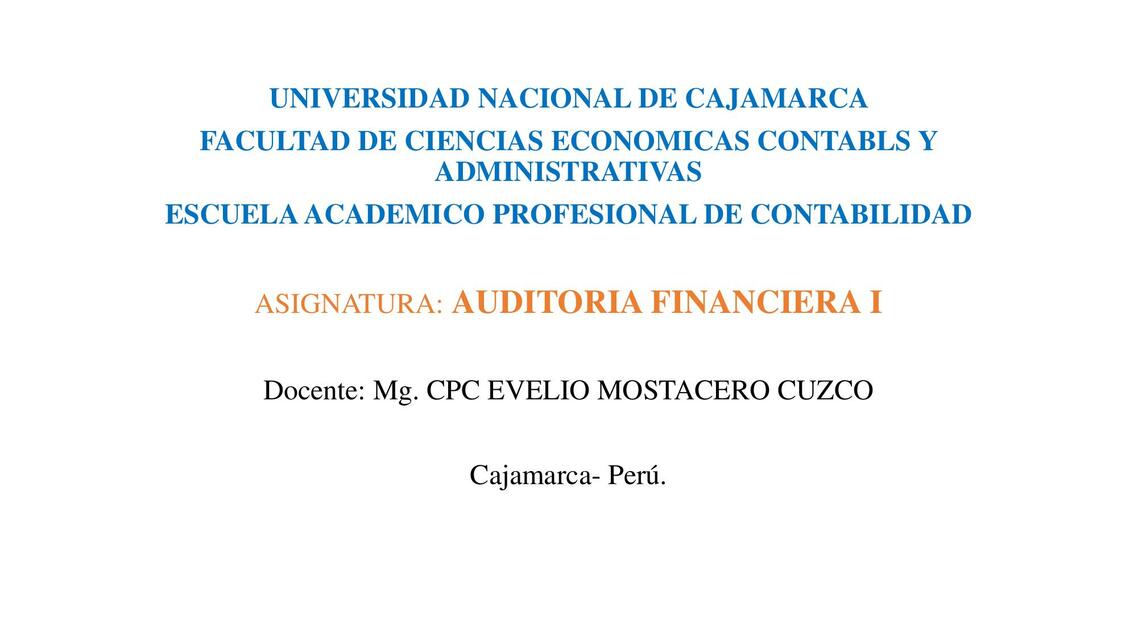 Auditoría Financiera I 