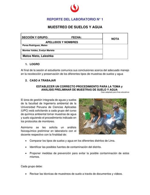 Muestreo de suelos y agua | Evelyn Montes Valdez | uDocz