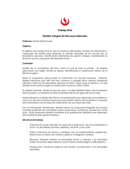 Gestión Integral de Recursos Naturales | Evelyn Montes Valdez | uDocz