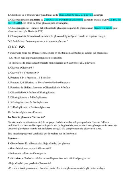 Bioquímica Resumen Glucolisis