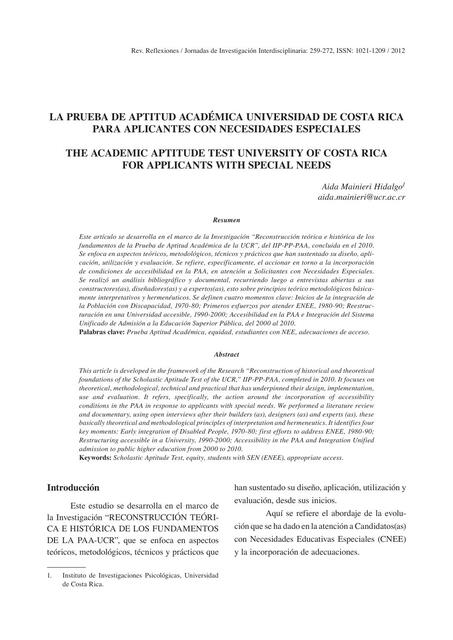 La prueba de aptitud académica universidad de Costa Rica 