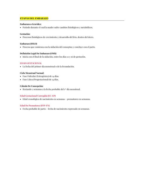 Etapas del embarazo | Physio Studies | uDocz