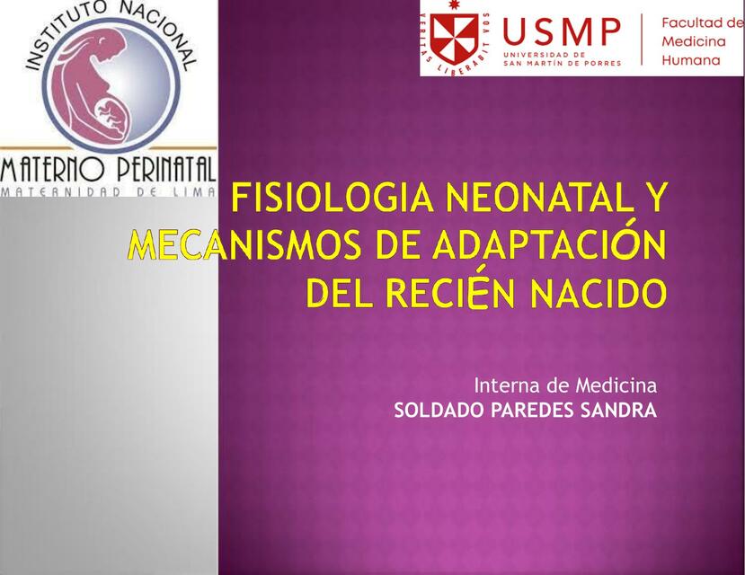 Fisiología neonatal y mecanismos de adaptación del recién nacido 