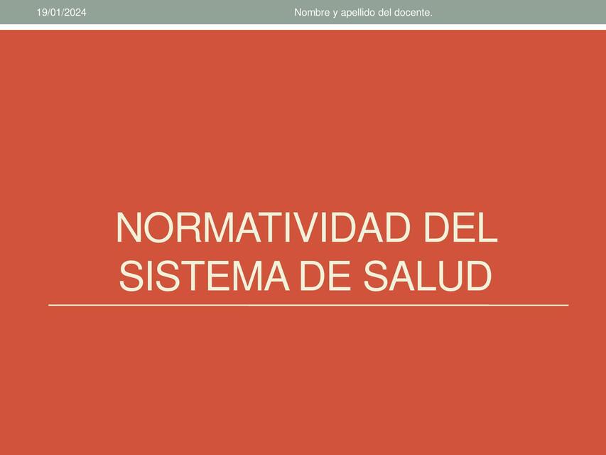 Normatividad del sistema de salud