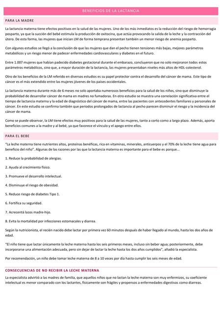 Beneficios de la lactancia | Facundo | uDocz