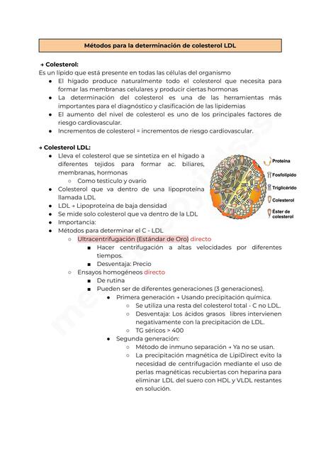 Métodos para la determinación de colesterol LDL