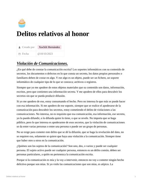 Delitos Relativos al Honor