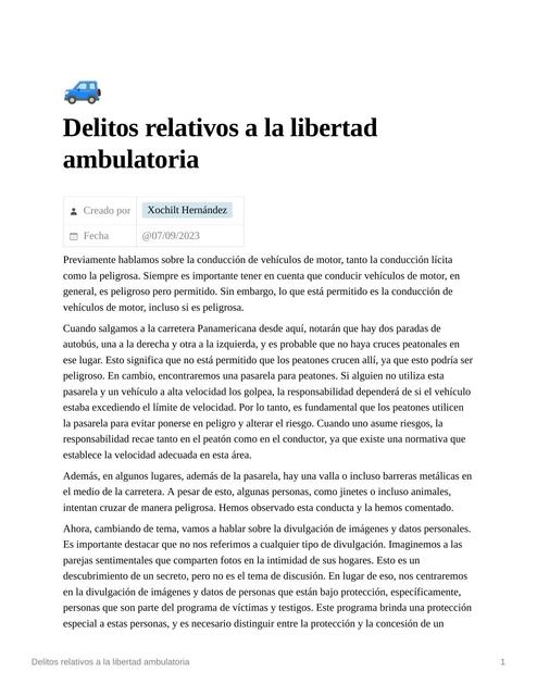 Delitos Relativos a la Libertad Ambulatoria