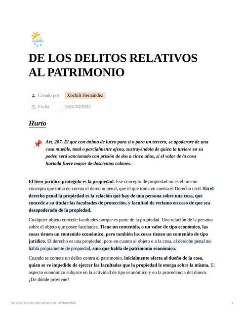 De los Delitos Relativos al Patrimonio 