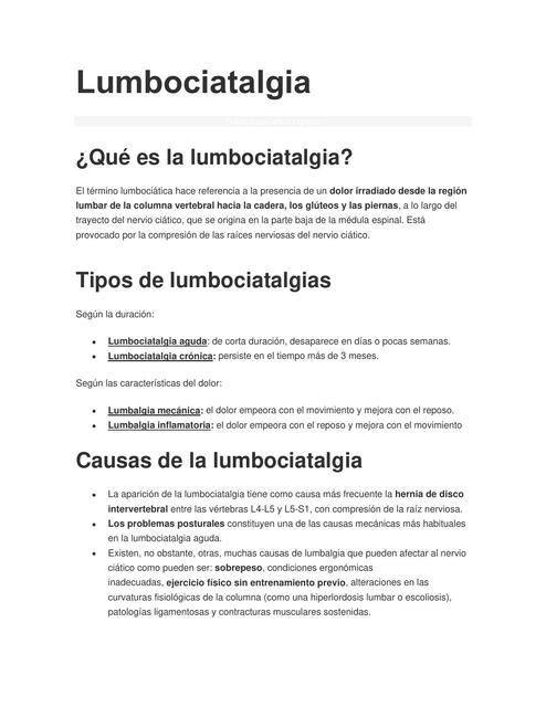 Lumbociatalgia