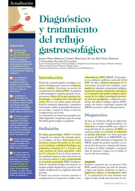 Diagnóstico y Tratamiento del Reflujo Gastroesofágico 