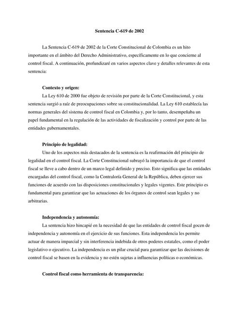 Sentencia C- 619 de 2002 | tustrabajos.co | uDocz
