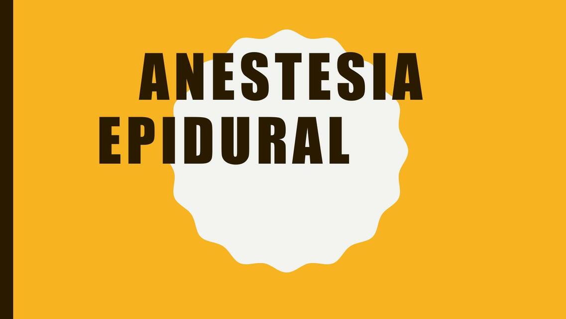 Anestesia epidural