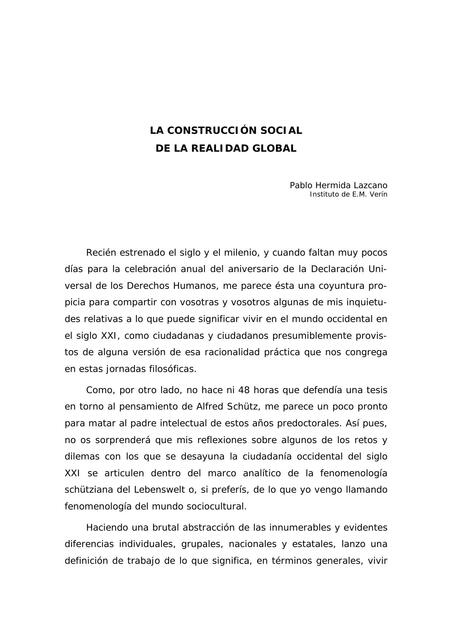 La construcción social de la realidad global