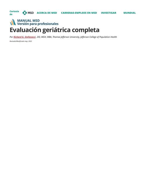 Evaluación geriátrica completa  